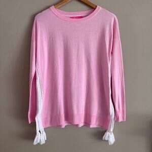 Lilly Pulitzer Pink Damara Coolmax Sweater with Tassel Sides Size XS Oversized